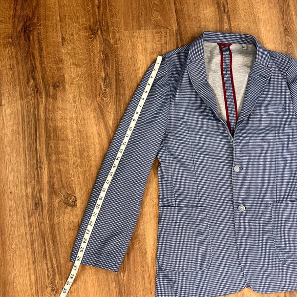 Ben Sherman Blue Gingham Check Plaid Sport Coat Jacket Sz 42L - Picture 10 of 11